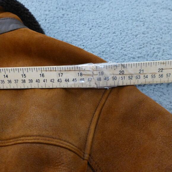 Moriano Spanish Merino Shearling Coat Mens 38 Brown Button Front - Picture 15 of 15